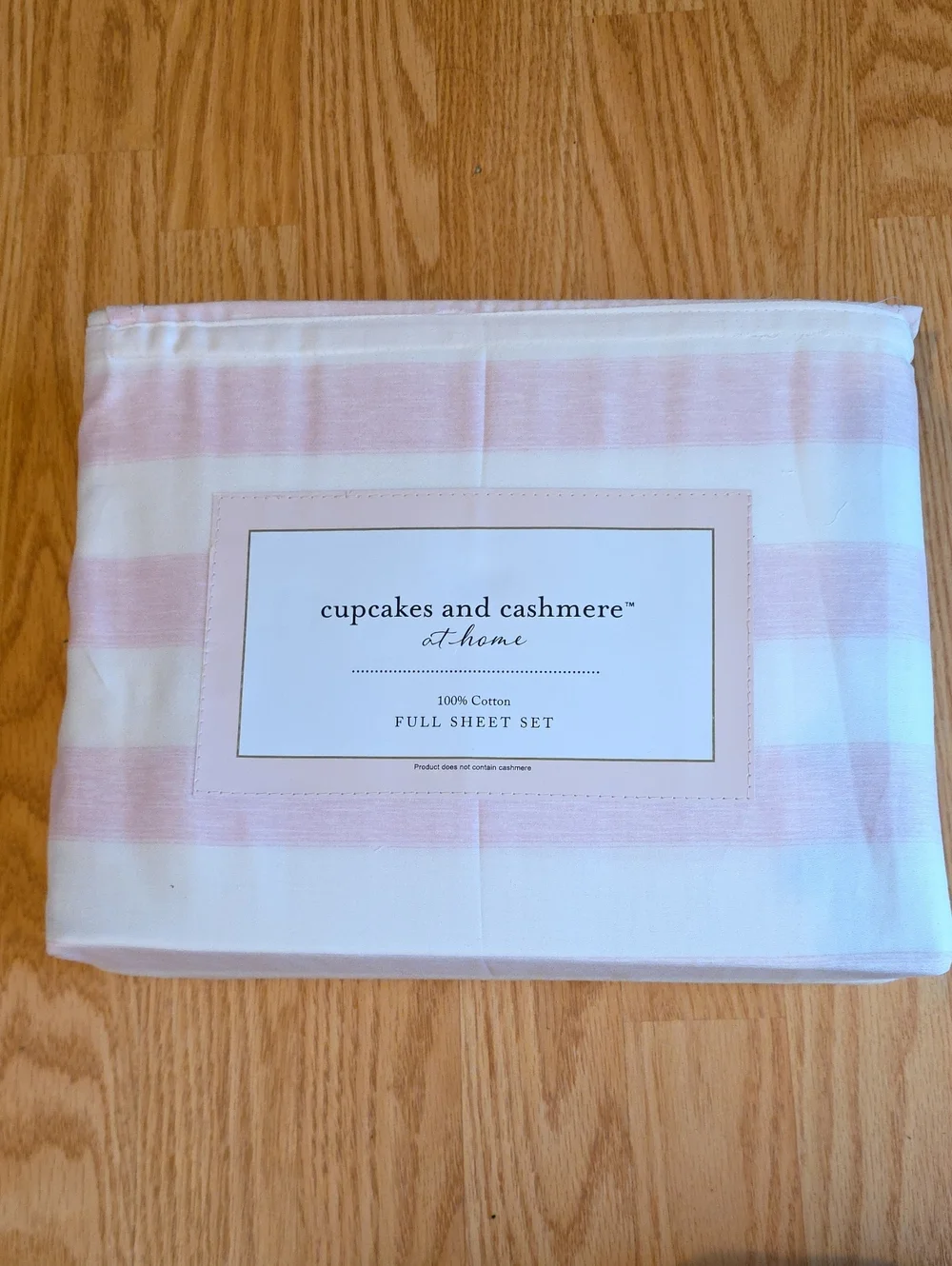 cupcakes & cashmere Pink and White Striped Full Sheet Set